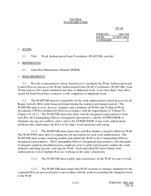 009-106 FY-24 NAVSEA 标准项目 FY-24 项目编号